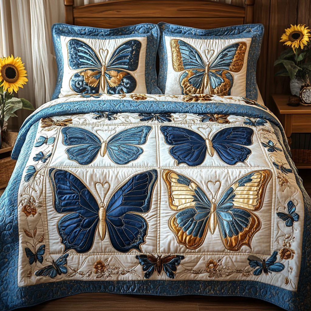 Vibrant Flutter 3-Piece Quilted Bedding Set NCU0VL1641