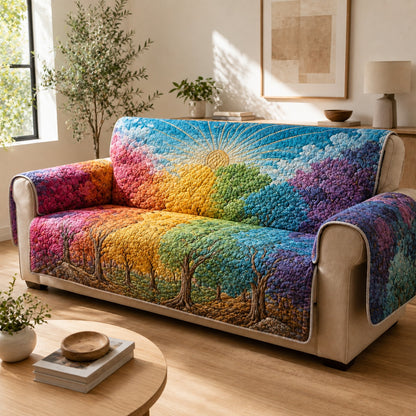 Vibrant Forest Spectrum Quilted Sofa Cover NCU0VL3876
