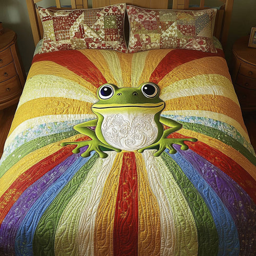 Vibrant Frog Spectrum 3-Piece Quilted Bedding Set NCU0NT3965
