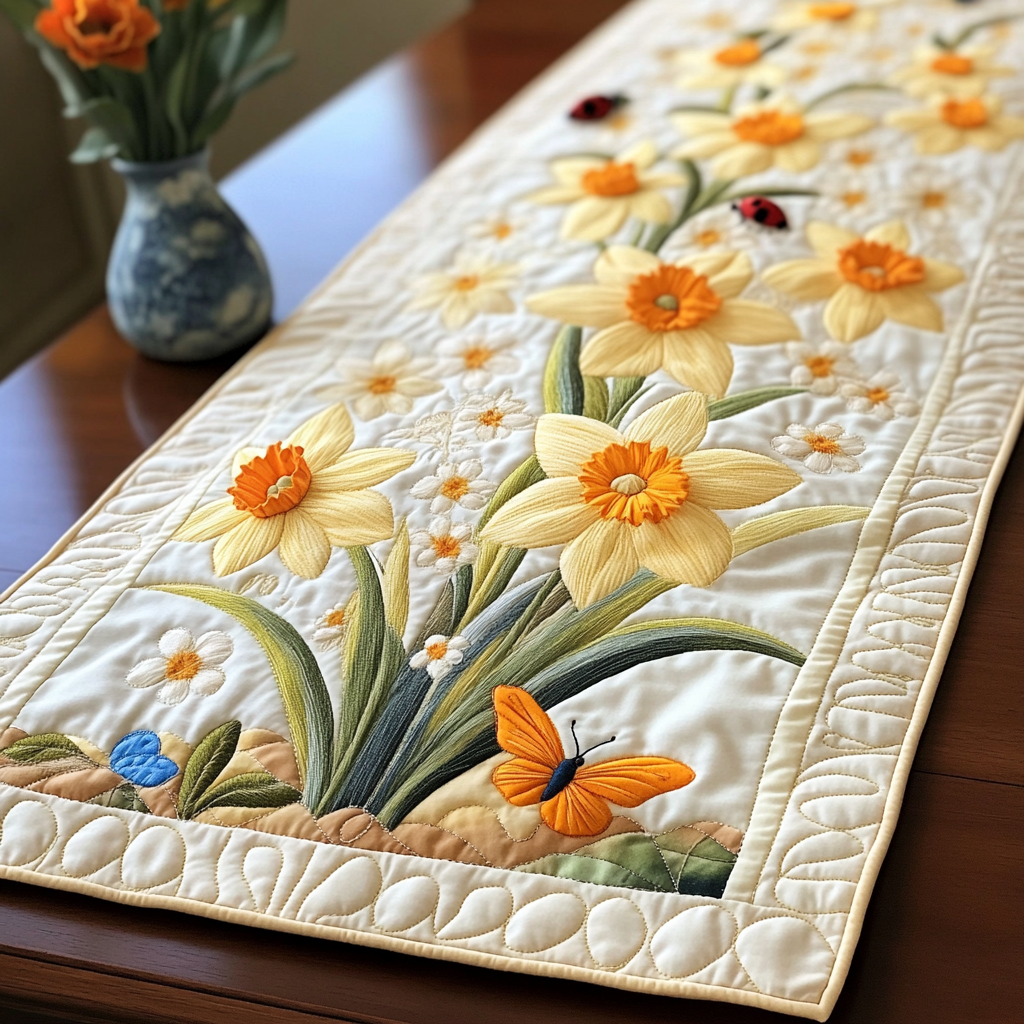 Vibrant Garden Quilted Table Runner NCU0VL1656