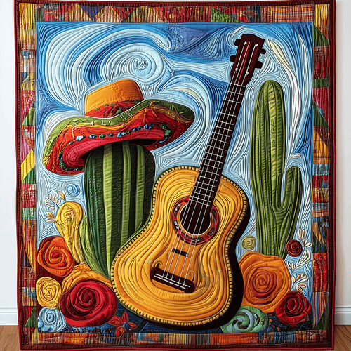 Vibrant Guitar Echoes Quilted Blanket NCU0TH2380