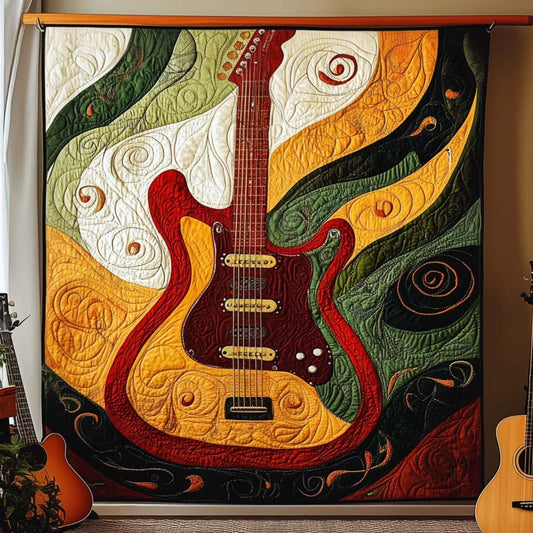 Vibrant Guitar Flame Quilted Blanket NCU0NT1531