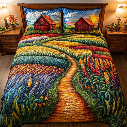 Vibrant Harvest Trails 3-Piece Quilted Bedding Set NCU0DK6305