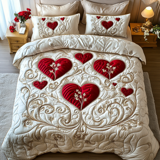 Vibrant Hearts 3-Piece Quilted Bedding Set NCU0VH2346