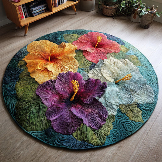 Vibrant Hibiscus Quilted Round Mat NCU0HH135