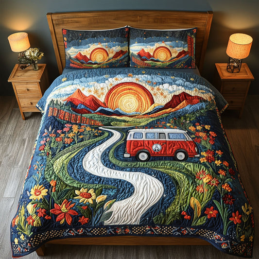Vibrant Hillside Van 3-Piece Quilted Bedding Set NCU0PT6226