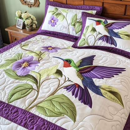 Vibrant Hummingbird 3-Piece Quilted Bedding Set NCU0VH4601