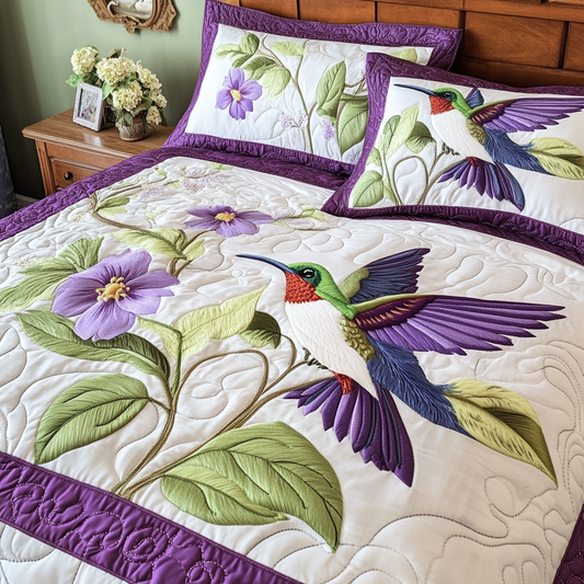 Vibrant Hummingbird 3-Piece Quilted Bedding Set NCU0VH4601