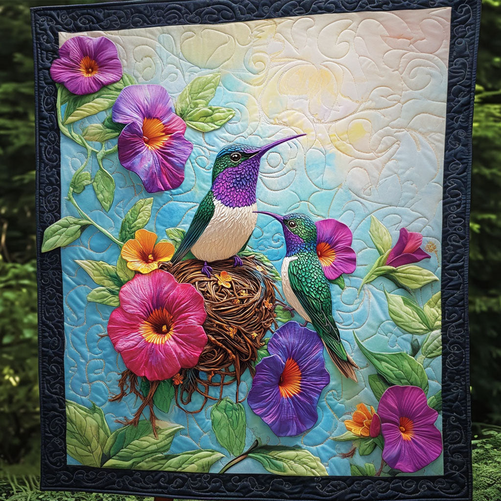 Vibrant Hummingbirds Quilted Blanket NCU0NT5431