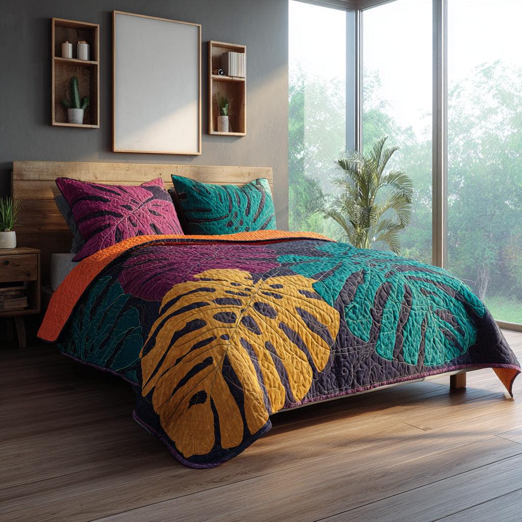 Vibrant Jungle 3-Piece Quilted Bedding Set NCU0VL3435