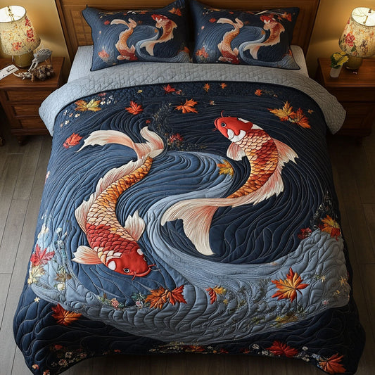 Vibrant Koi 3-Piece Quilted Bedding Set NCU0NT6399