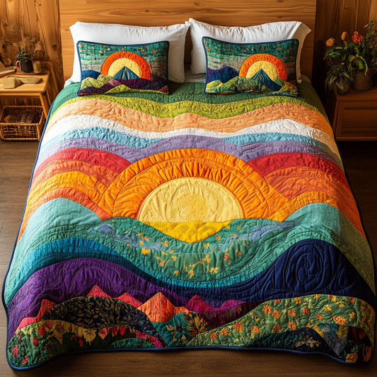 Vibrant Landscape 3-Piece Quilted Bedding Set NCU0NT2986