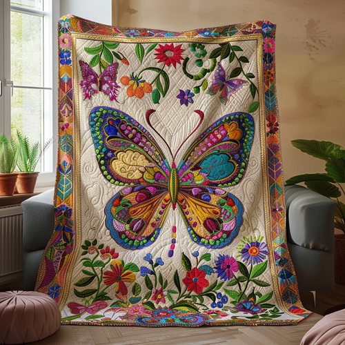 Vibrant Mandala Butterfly Quilted Blanket NCU0VL129