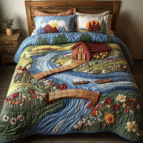 Vibrant Meadow Escape 3-Piece Quilted Bedding Set NCU0PT5791