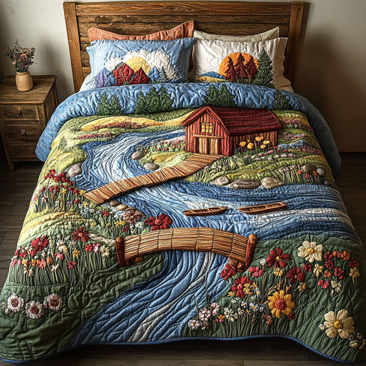 Vibrant Meadow Escape 3-Piece Quilted Bedding Set NCU0PT5791