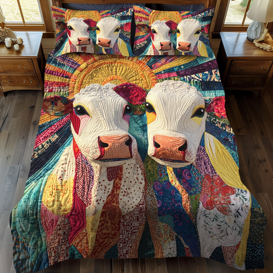 Vibrant Moo 3-Piece Quilted Bedding Set NCU0VH1488