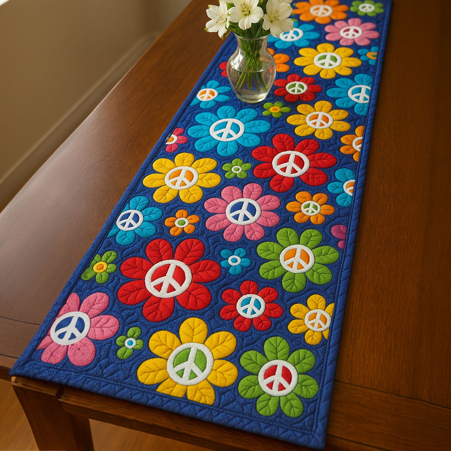 Vibrant Peace Quilted Table Runner NCU0NT5332