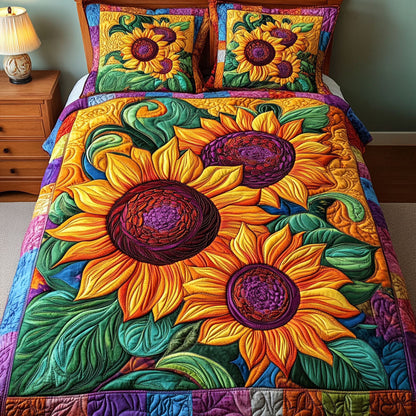 Vibrant Petals 3-Piece Quilted Bedding Set NCU0NT3728
