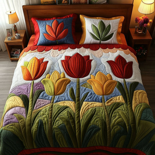 Vibrant Petals 3-Piece Quilted Bedding Set NCU0PT5766