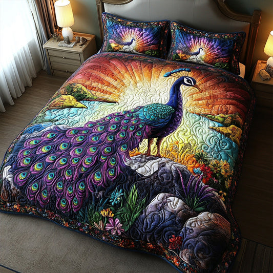 Vibrant Plume Meadows 3-Piece Quilted Bedding Set NCU0PT5949