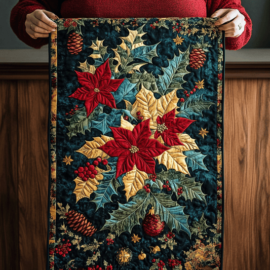 Vibrant Poinsettia Quilted Table Runner NCU0TL1559