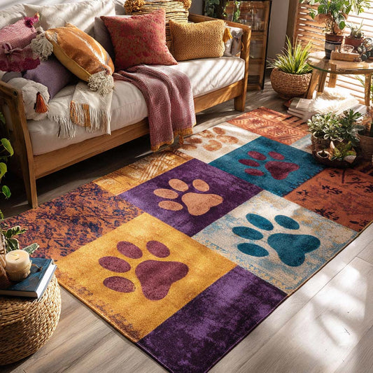 Vibrant Rainbow Paw Area Rug NCU0XD2192