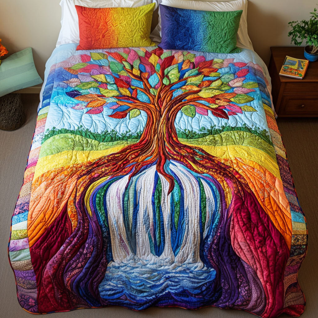 Vibrant Roots Cascade 3-Piece Quilted Bedding Set NCU0NT4050
