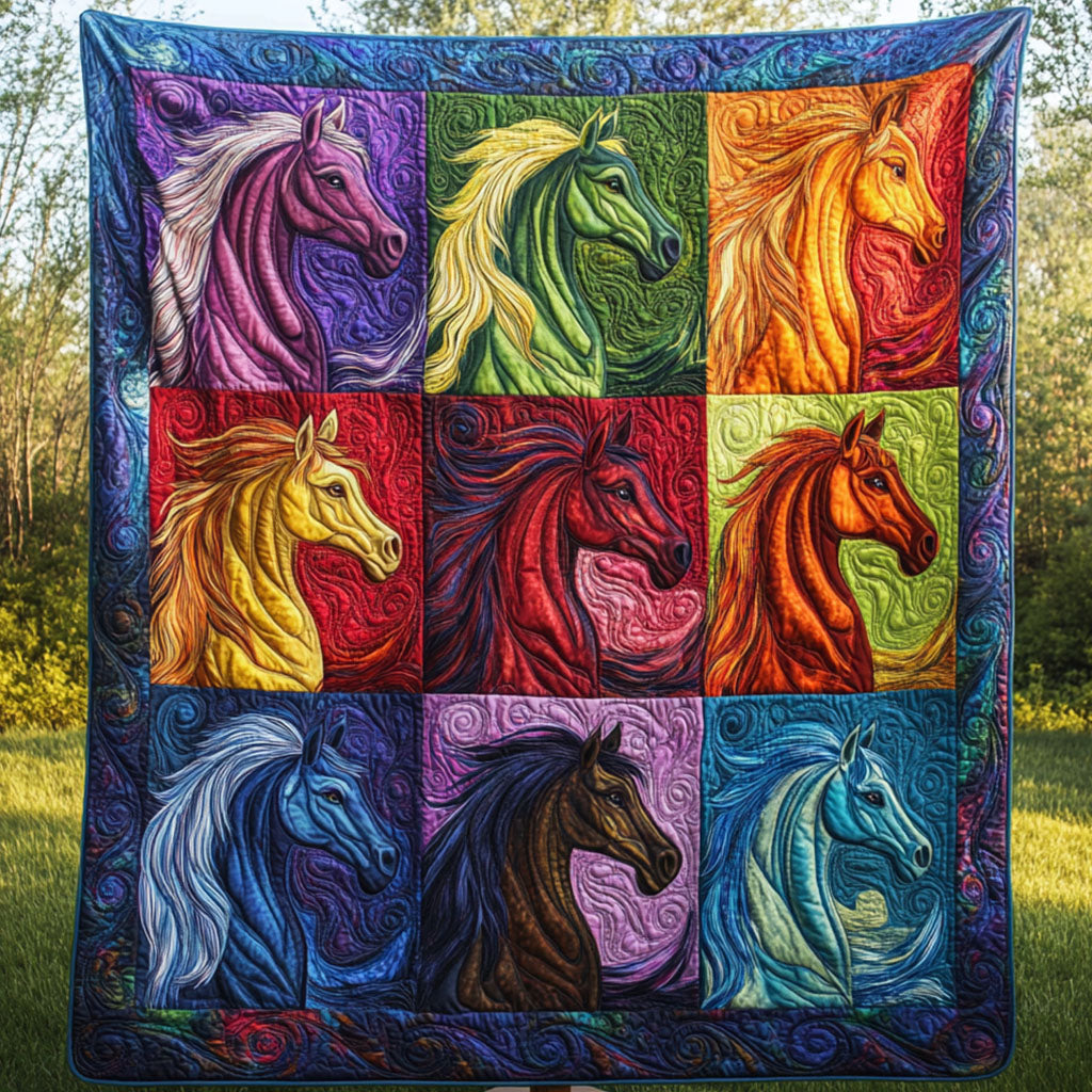 Vibrant Stallions Quilted Blanket NCU0NT6509