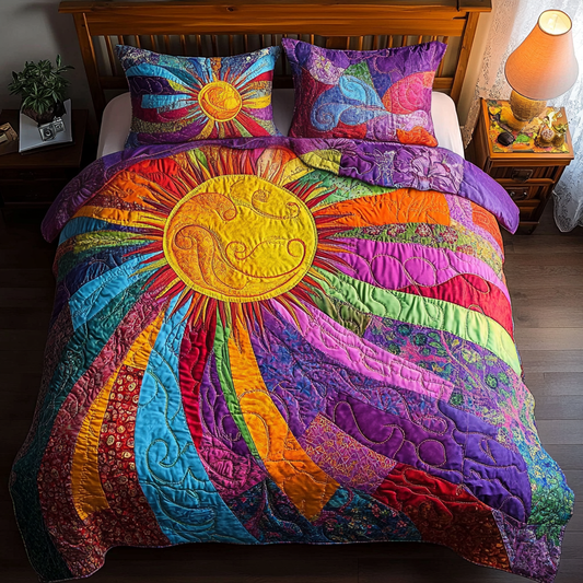 Vibrant Sunburst 3-Piece Quilted Bedding Set NCU0VL930