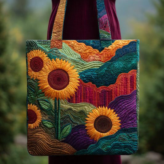 Vibrant Sunflower Quilted Tote Bag NCU0HH699