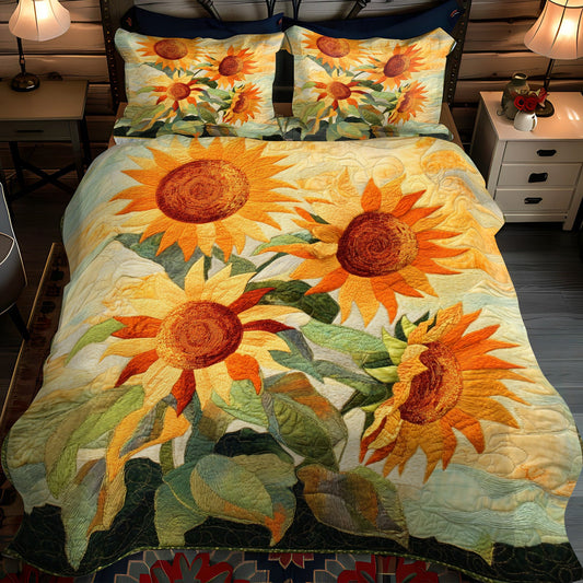Vibrant Sunflowers 3-Piece Quilted Bedding Set NCU0NT3487