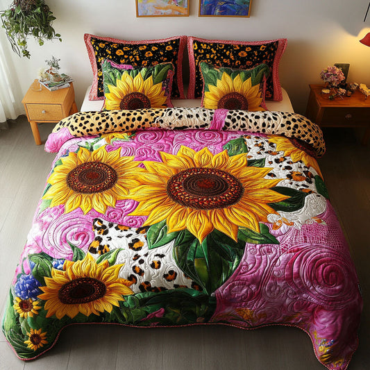 Vibrant Sunflowers 3-Piece Quilted Bedding Set NCU0NT5532