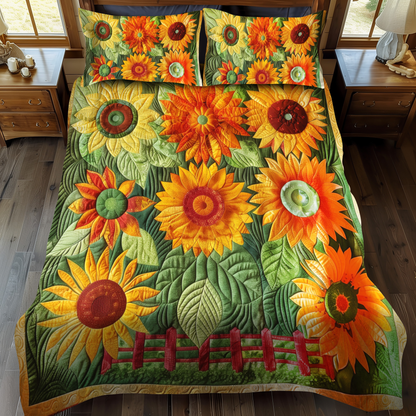 Vibrant Sunflowers 3-Piece Quilted Bedding Set NCU0VL219