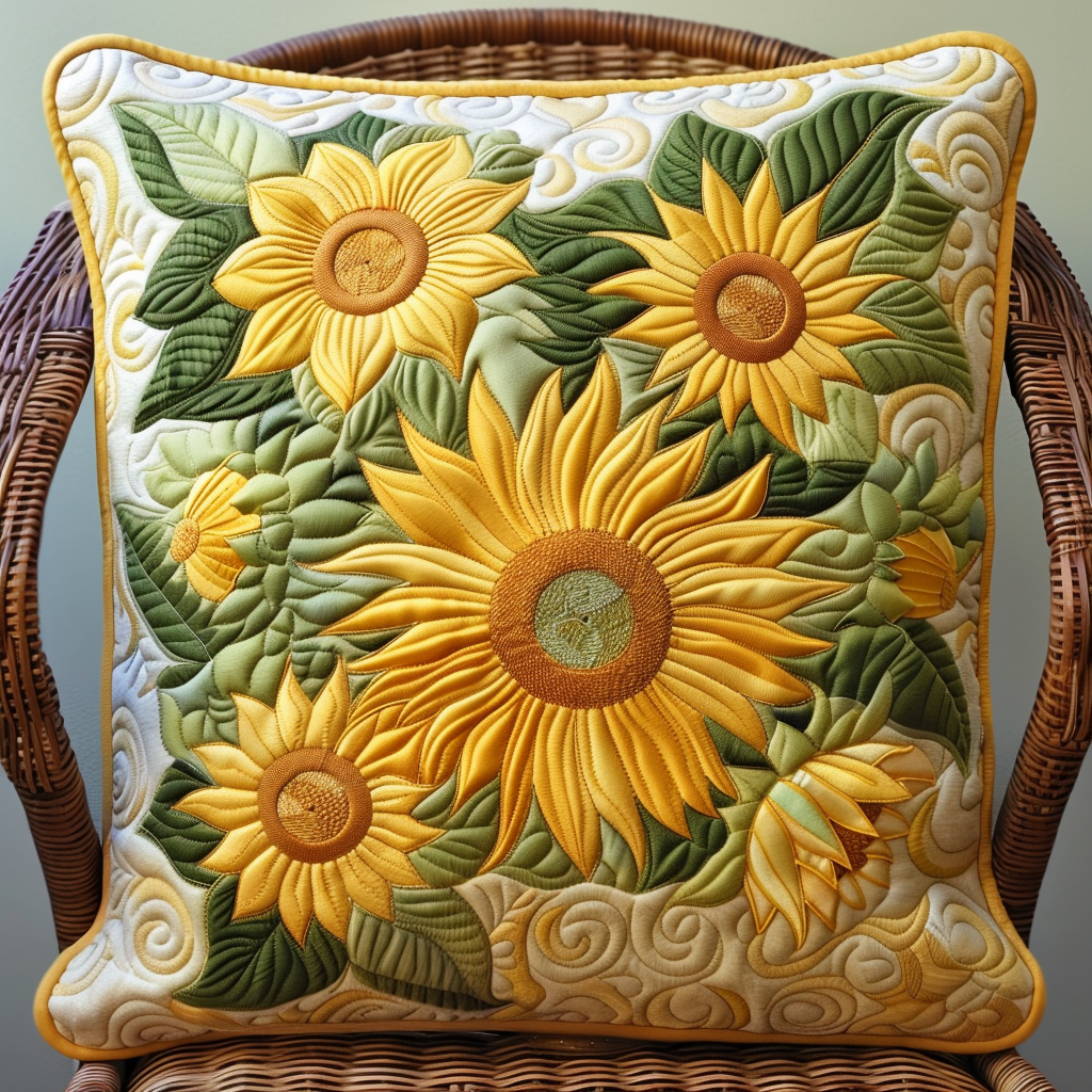 Vibrant Sunflowers Quilted Pillow Case NCU0VL252