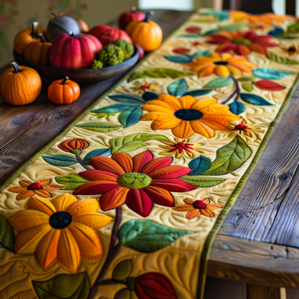 Sunflower Quilted Table Runner NCU0VT20