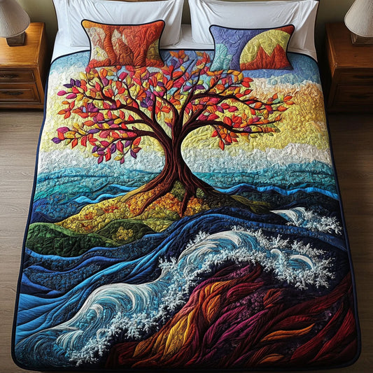 Vibrant Tree 3-Piece Quilted Bedding Set NCU0NT4453