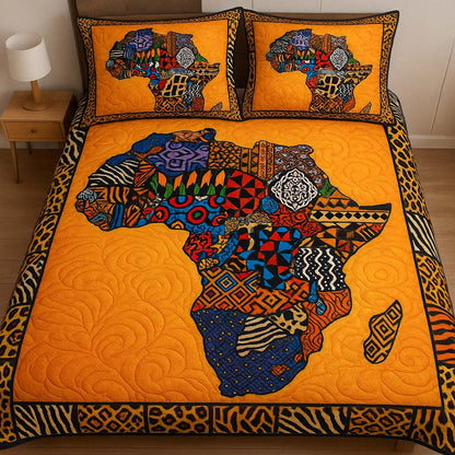 Vibrant Tribal Map 3-Piece Quilted Bedding Set NCU0NT7534