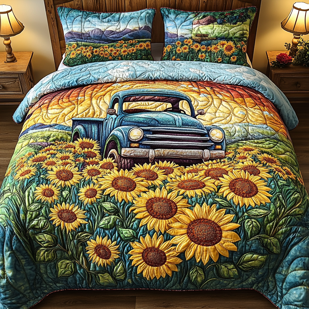 Vibrant Truck 3-Piece Quilted Bedding Set NCU0VL2024