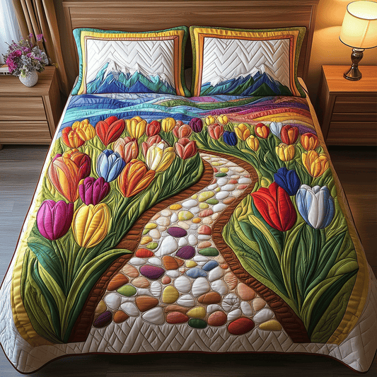 Vibrant Tulip Fields 3-Piece Quilted Bedding Set NCU0TH2580
