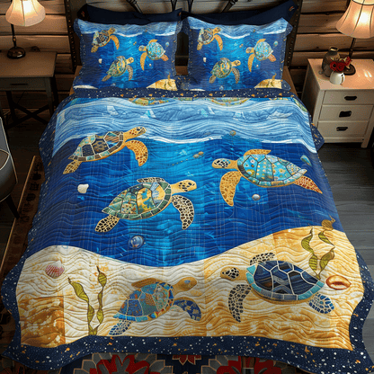 Vibrant Turtle Voyage 3-Piece Quilted Bedding Set NCU0TH1353