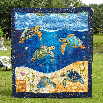 Vibrant Turtle Voyage Quilted Blanket NCU0TH1191
