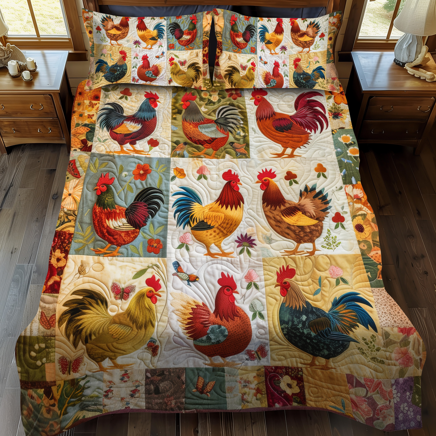 Vibrant Village 3-Piece Quilted Bedding Set NCU0PT051