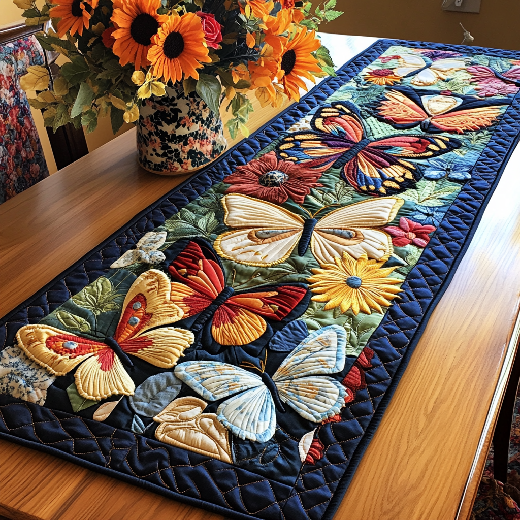 Vibrant Wings Quilted Table Runner NCU0VL1114
