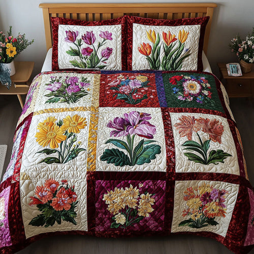 Victorian Bloom 3-Piece Quilted Bedding Set NCU0PT5042