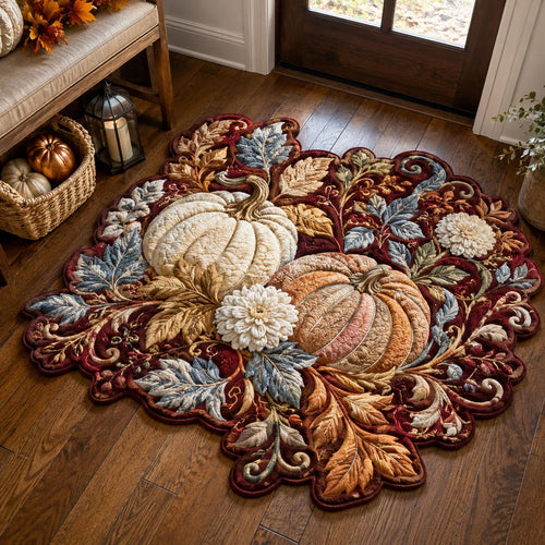 Victorian Pumpkin Flourish Custom Shape Area Rug NCU0DV10009