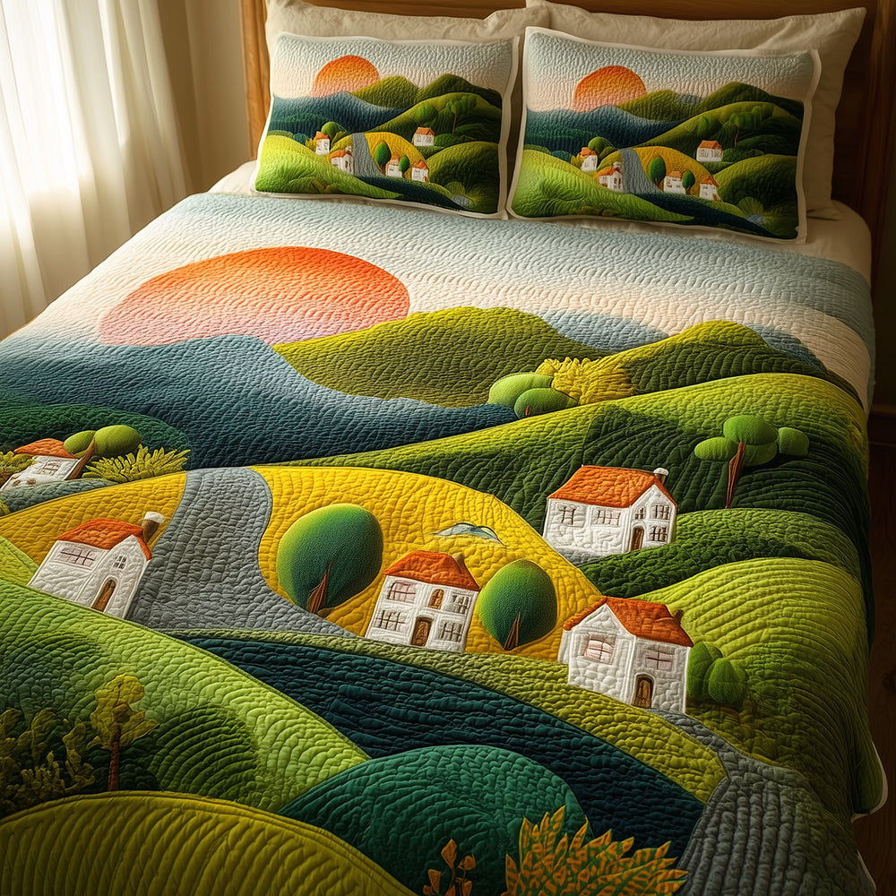 Village Bliss 3-Piece Quilted Bedding Set NCU0TH3052