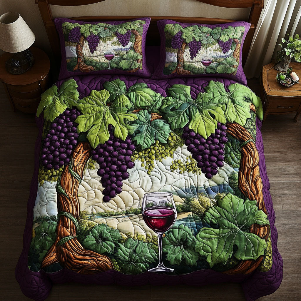 Vineyard Dreams 3-Piece Quilted Bedding Set NCU0NT6025