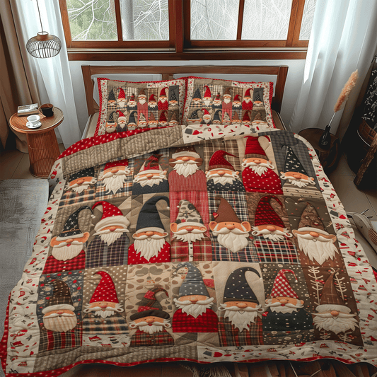 Vintage Gnome 3-Piece Quilted Bedding Set NCU0TH1053