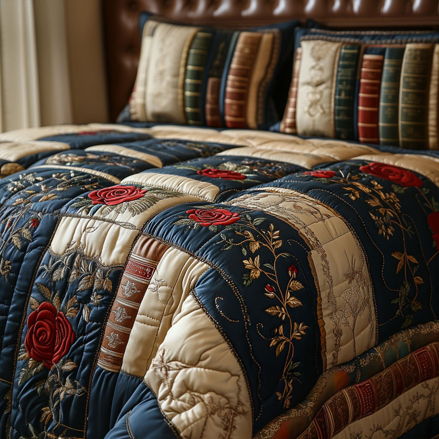 Vintage Books 3-Piece Quilted Bedding Set NCU0VT126