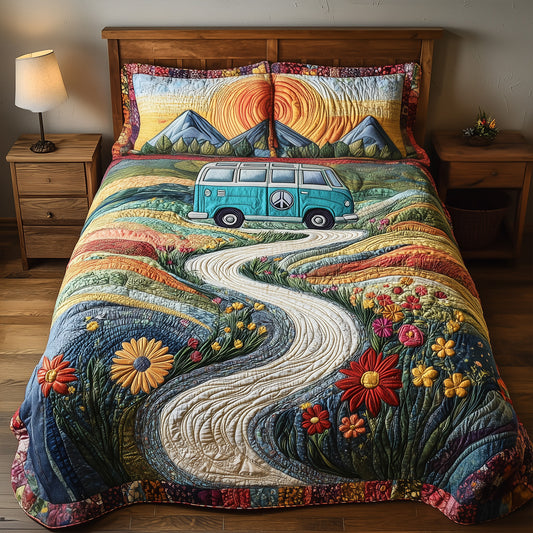 Vintage Wanderlust V4 3-Piece Quilted Bedding Set NCU0PT8981
